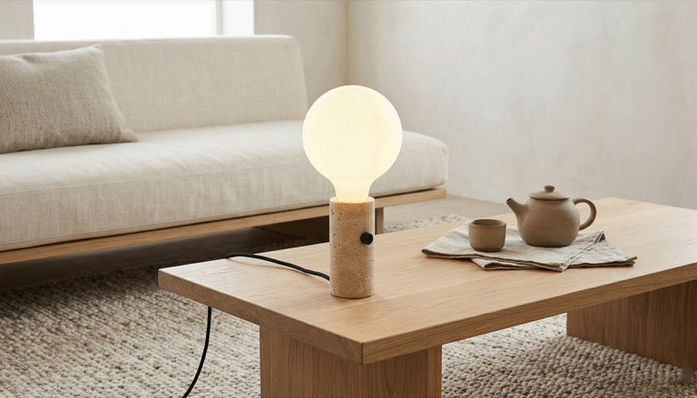 Made By Hand Core Table Lamp Cream Travertine